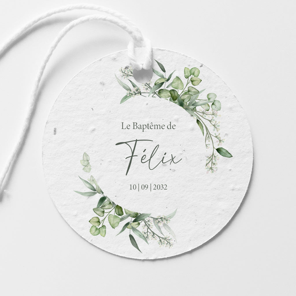 Étiquette baptême écoresponsable