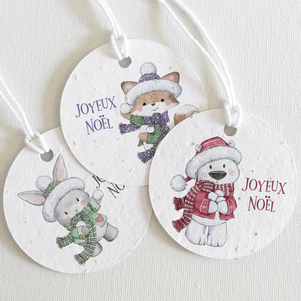 étiquettes cadeaux de Noël écoresponsables