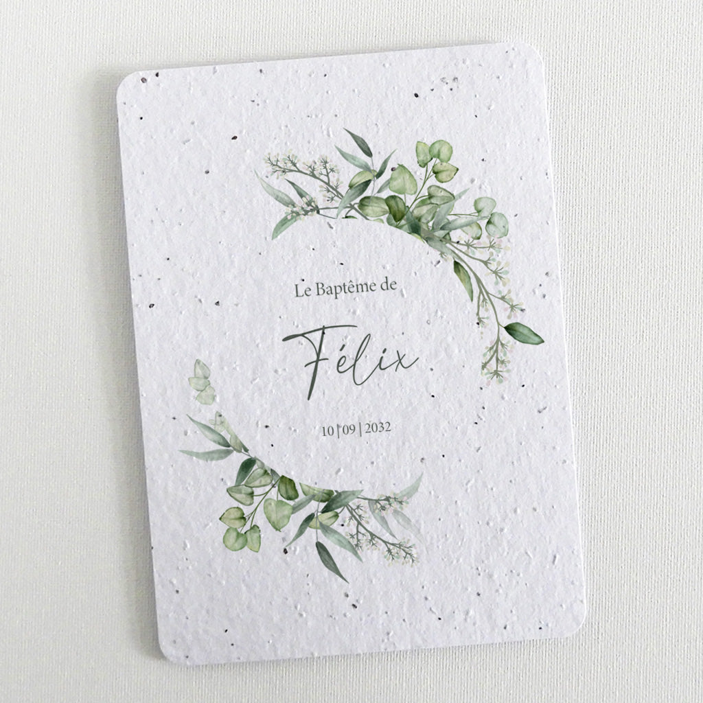 Faire-part de baptême écoresponsable