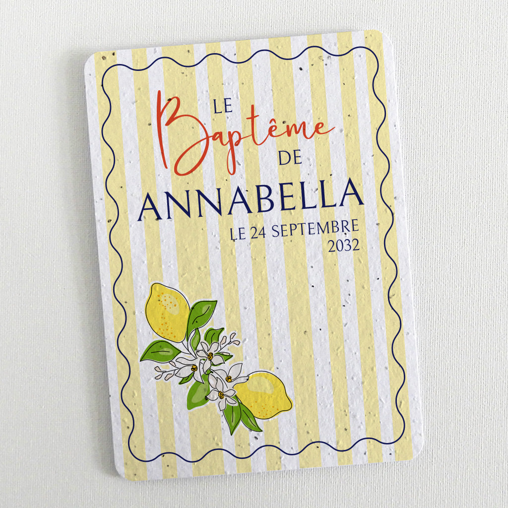 faire-part baptême papier ensemencé dolce vita