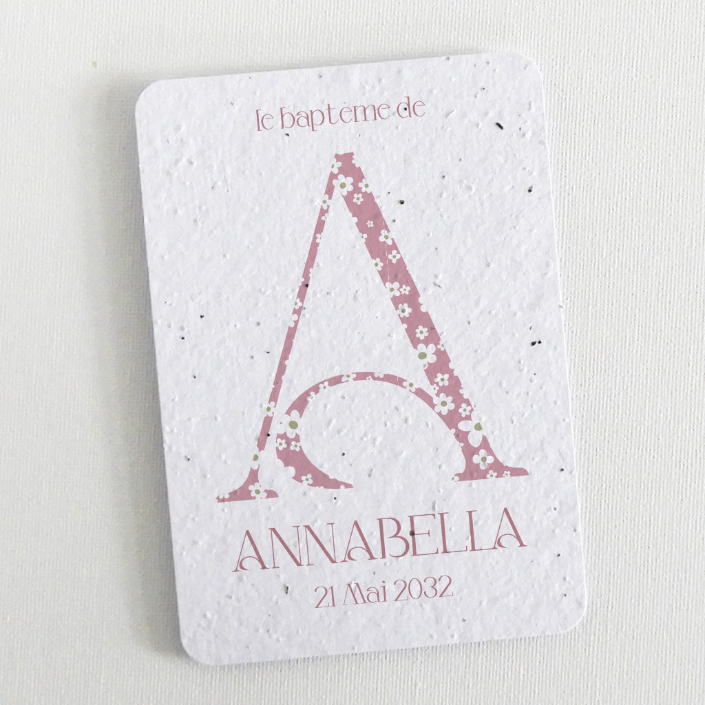 Invitation baptême écoresponsable papier ensemencé