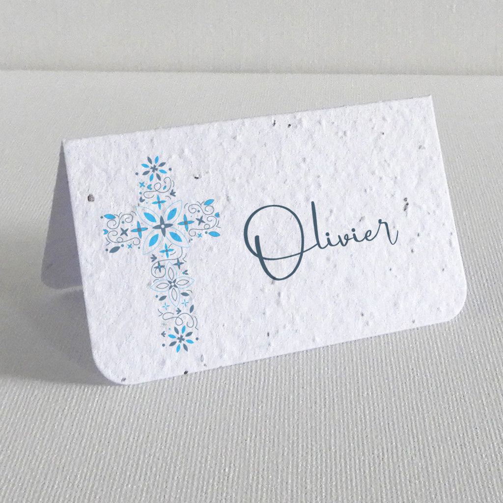 marque place baptême papier ensemencé