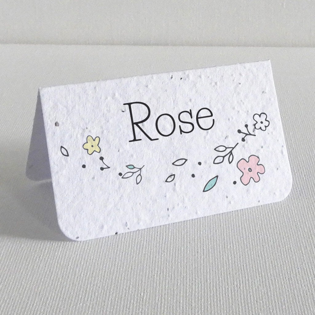 Marque-place baptême écoresponsable papier ensemencé