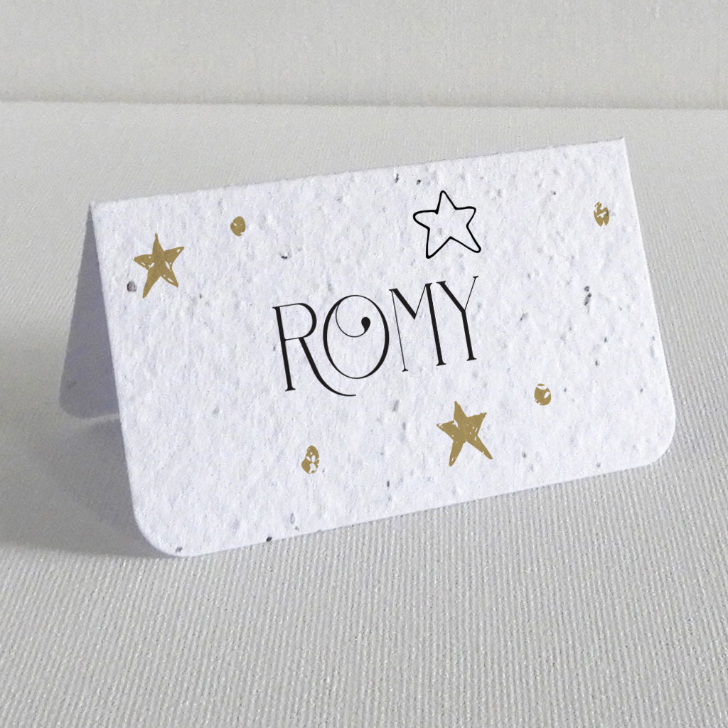 Marque-place baptême écoresponsable papier ensemencé