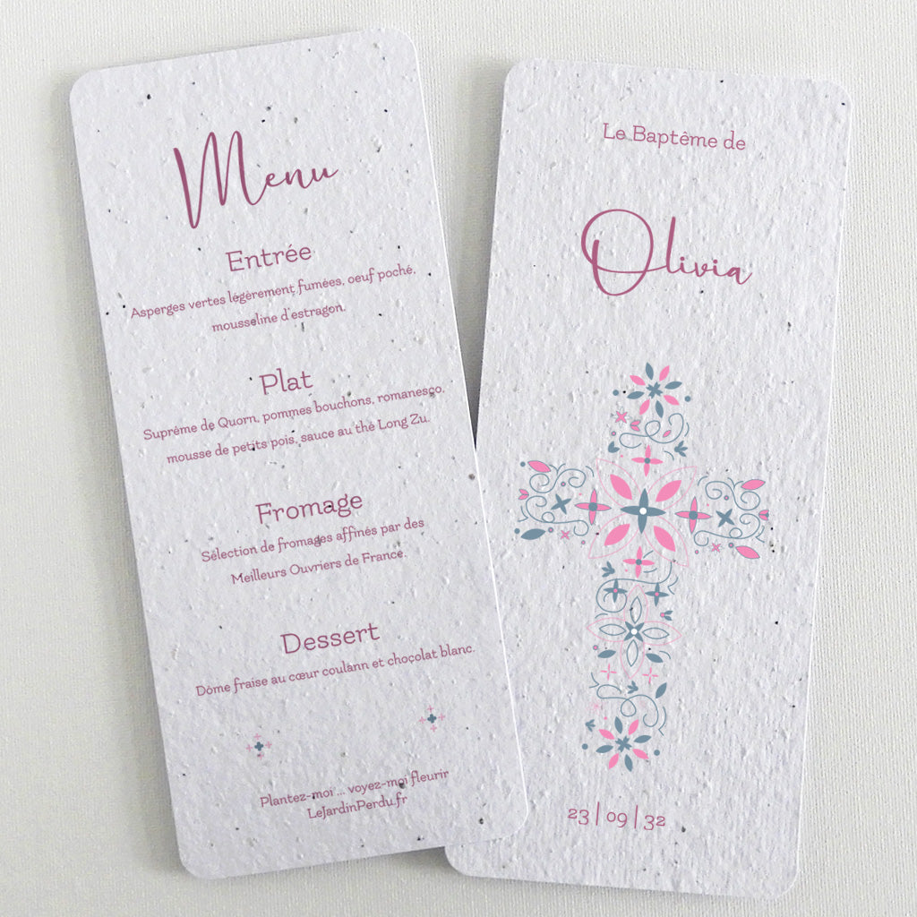 Menu baptême à planter