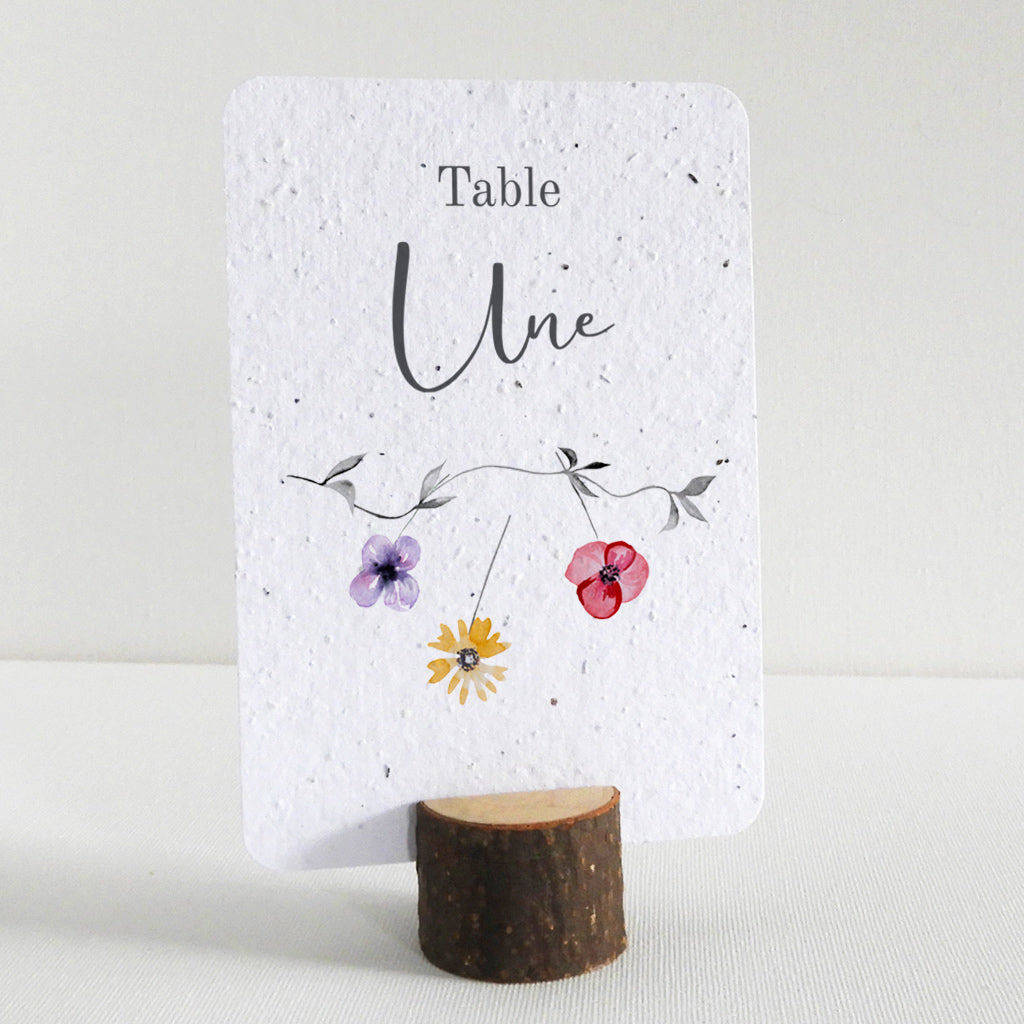 Plantable Table Numbers with Wood Stand - Fleurs de Printemps