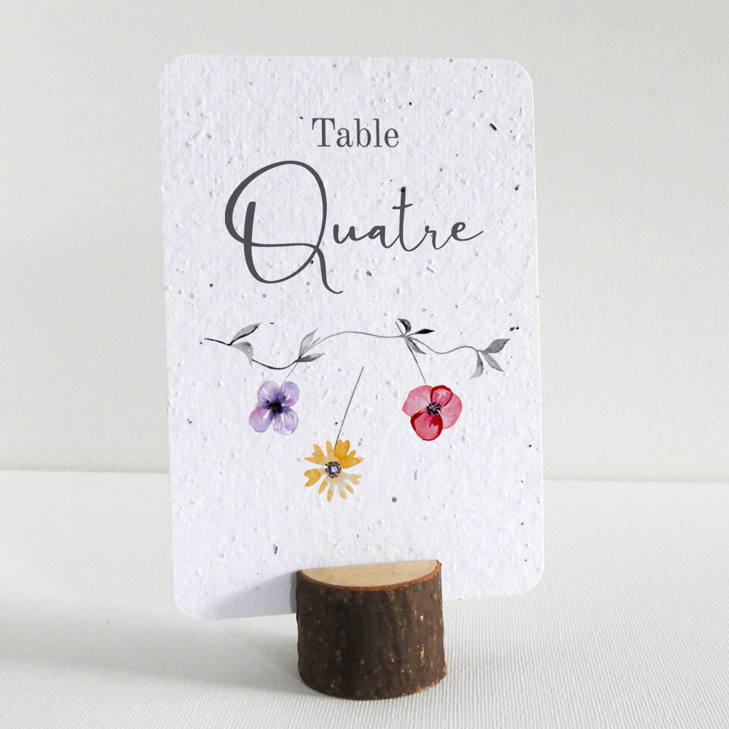 Plantable Table Numbers with Wood Stand - Fleurs de Printemps