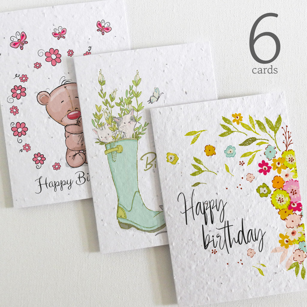 seed paper birthday cards set of 6