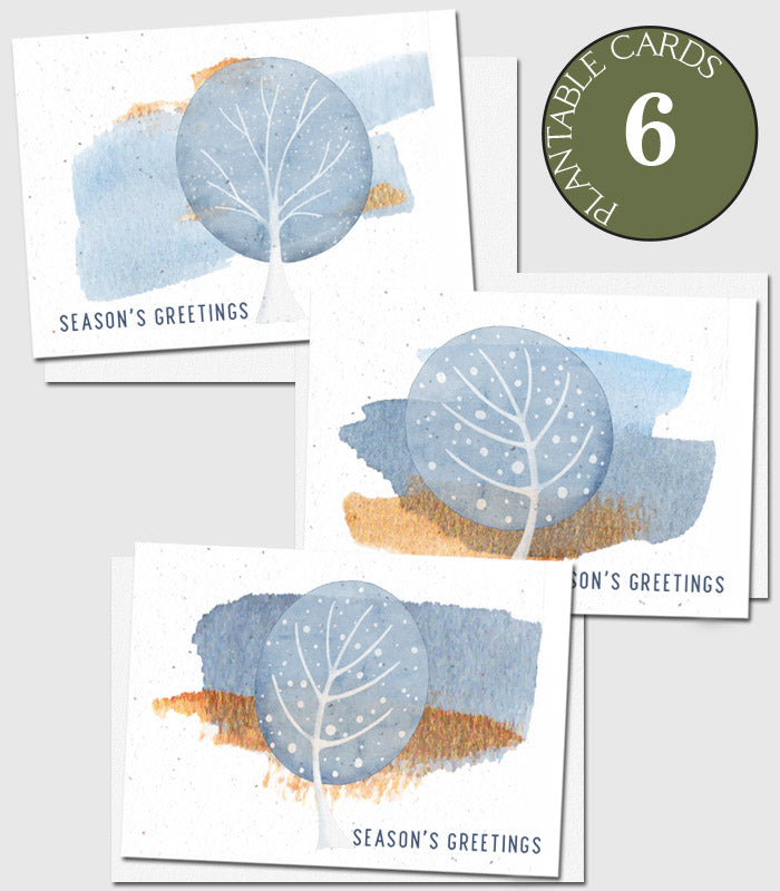 6 Small Plantable Cards - Winter Trees
