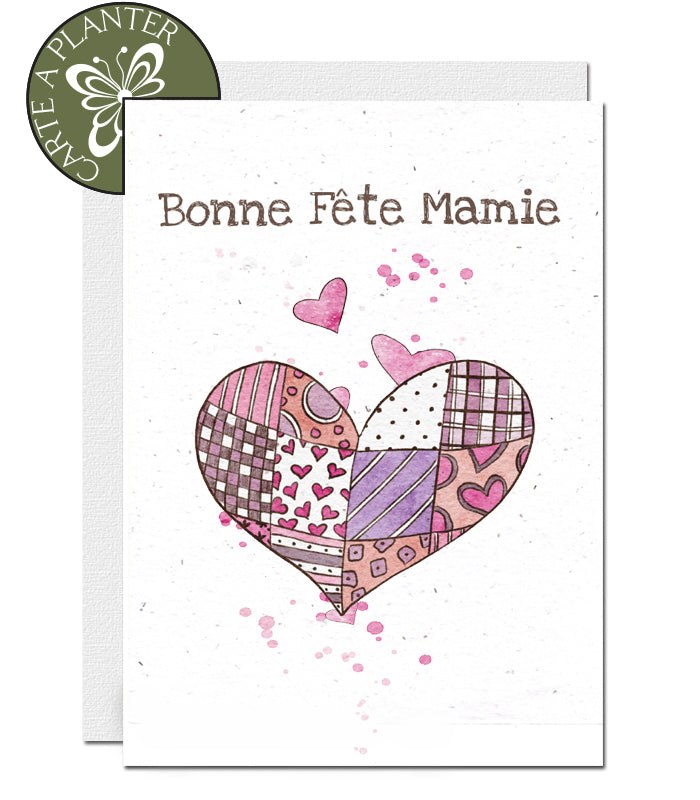 Carte à planter bonne fête mamie cœur