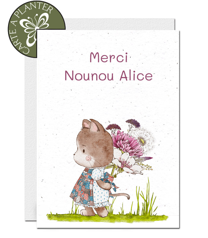 Carte à planter merci Nounou personnalisable