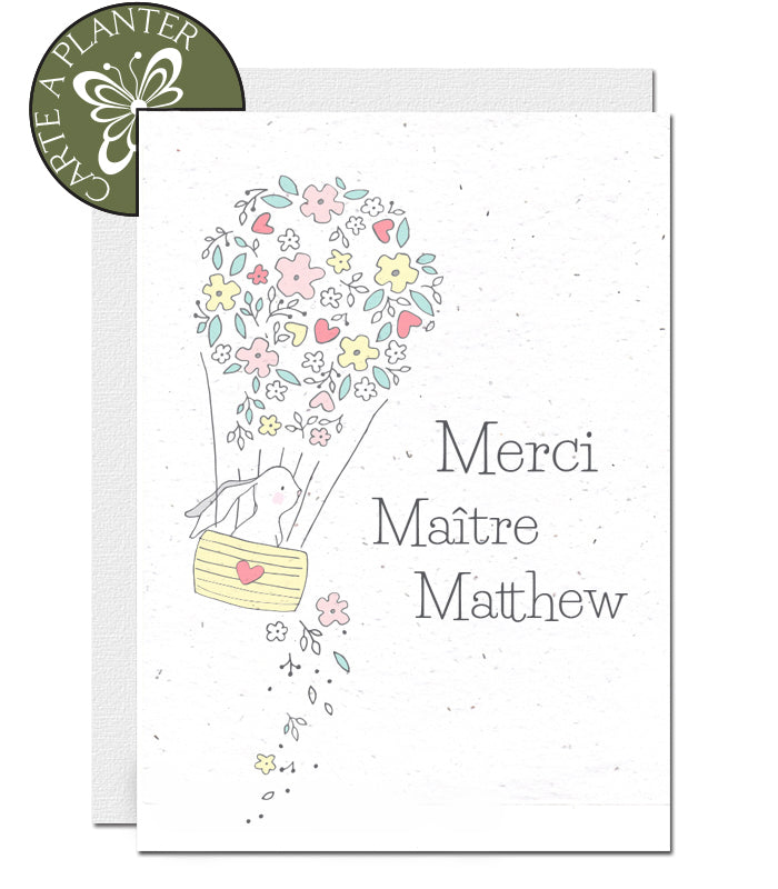 Carte à planter merci maitre personnalisable