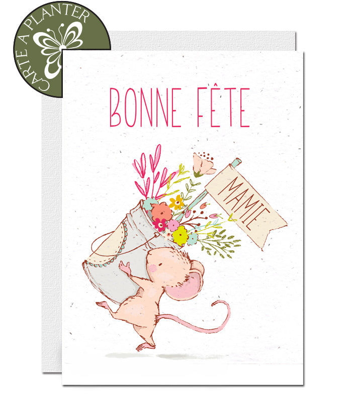 Carte papier ensemencé bonne fête mamie