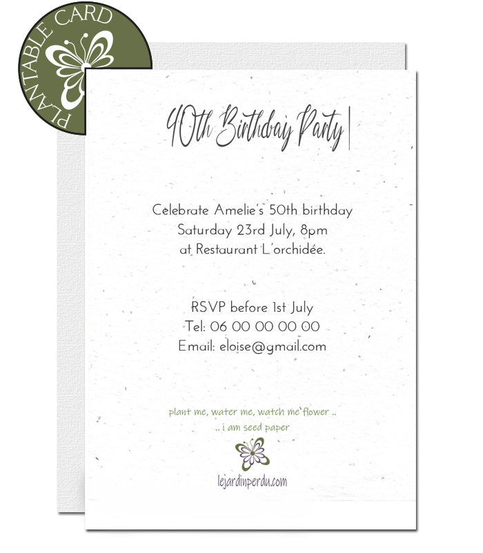 plantable birthday invitation