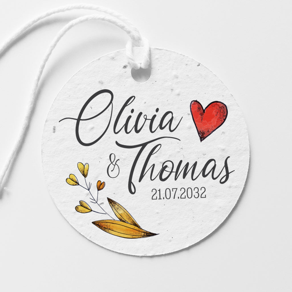 Étiquette mariage papier ensemencé