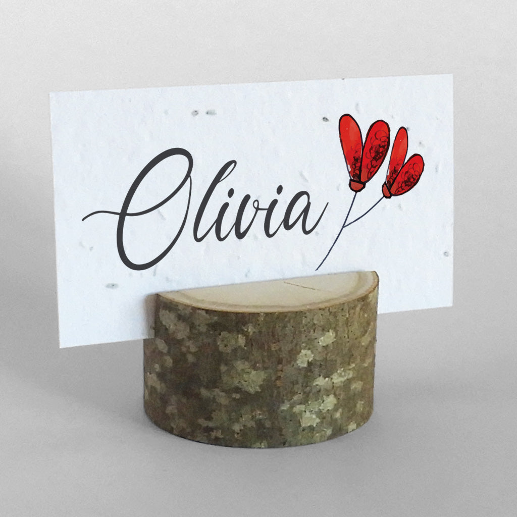 marque places a planter avec rondin de bois