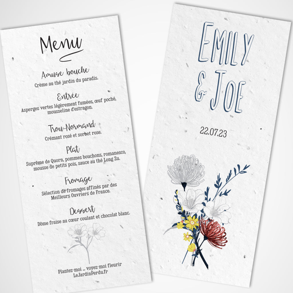 Menu papier ensemencé