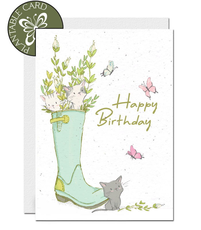 plantable card, birthday kittens