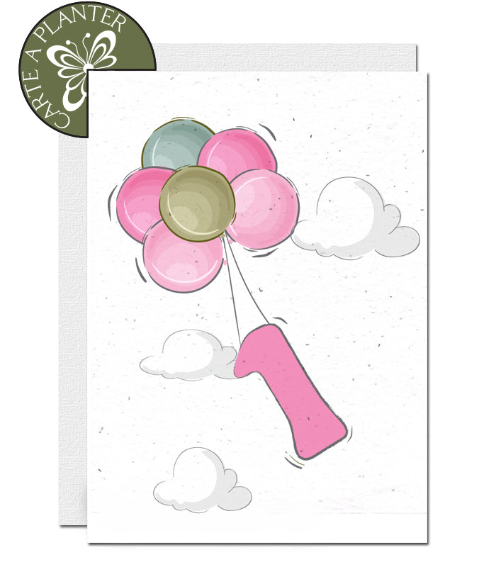 Carte à planter anniversaire 1 an fille