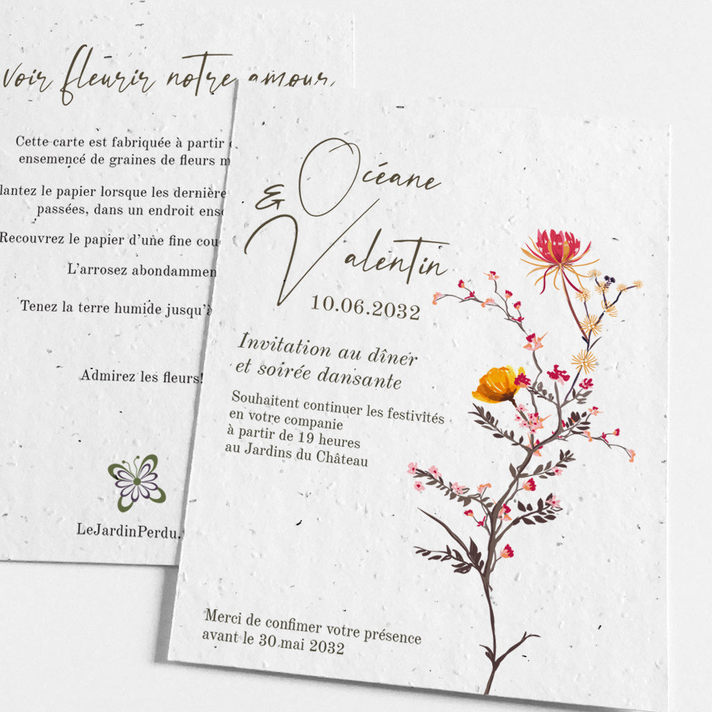 carte d'invitation mariage à planter