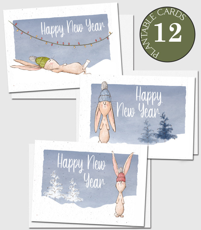 eco-friendly new year cards set 12
