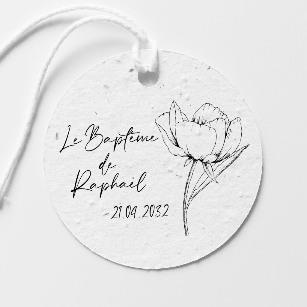 Étiquette baptême à planter