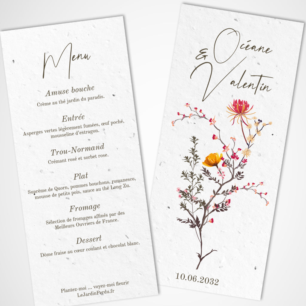 menu papier ensemencé