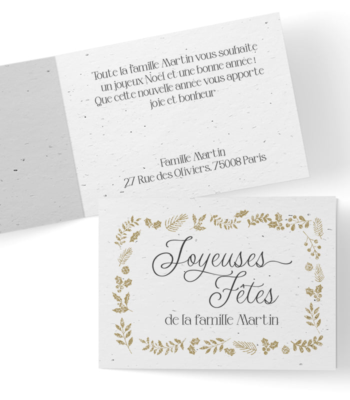 Cartes de vœux ensemencées à personnaliser 