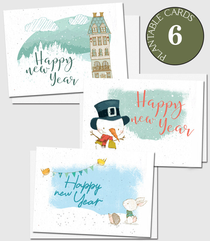 plantable new year cards set of 6