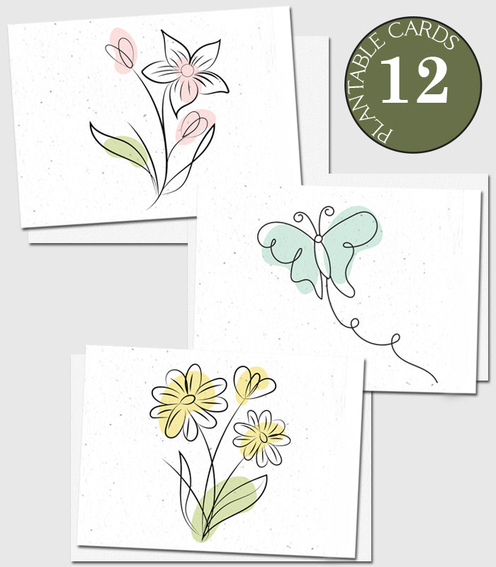 set of 12 blank, plantable cards
