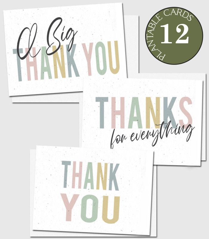 plantable cards thank you, set of 12