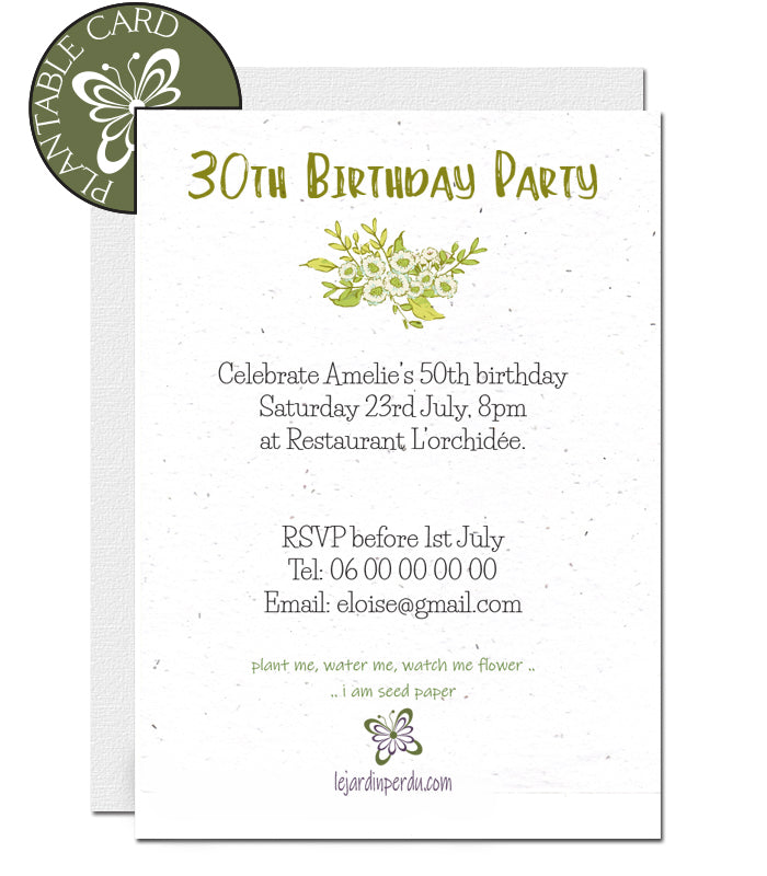 seed paper party invitation